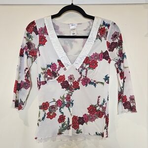 Vintage Old Navy Floral Mesh Top